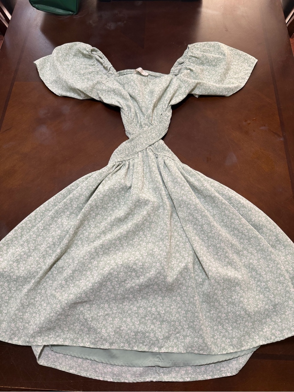 Final Touch Mint Green Floral Asymmetrical Dress